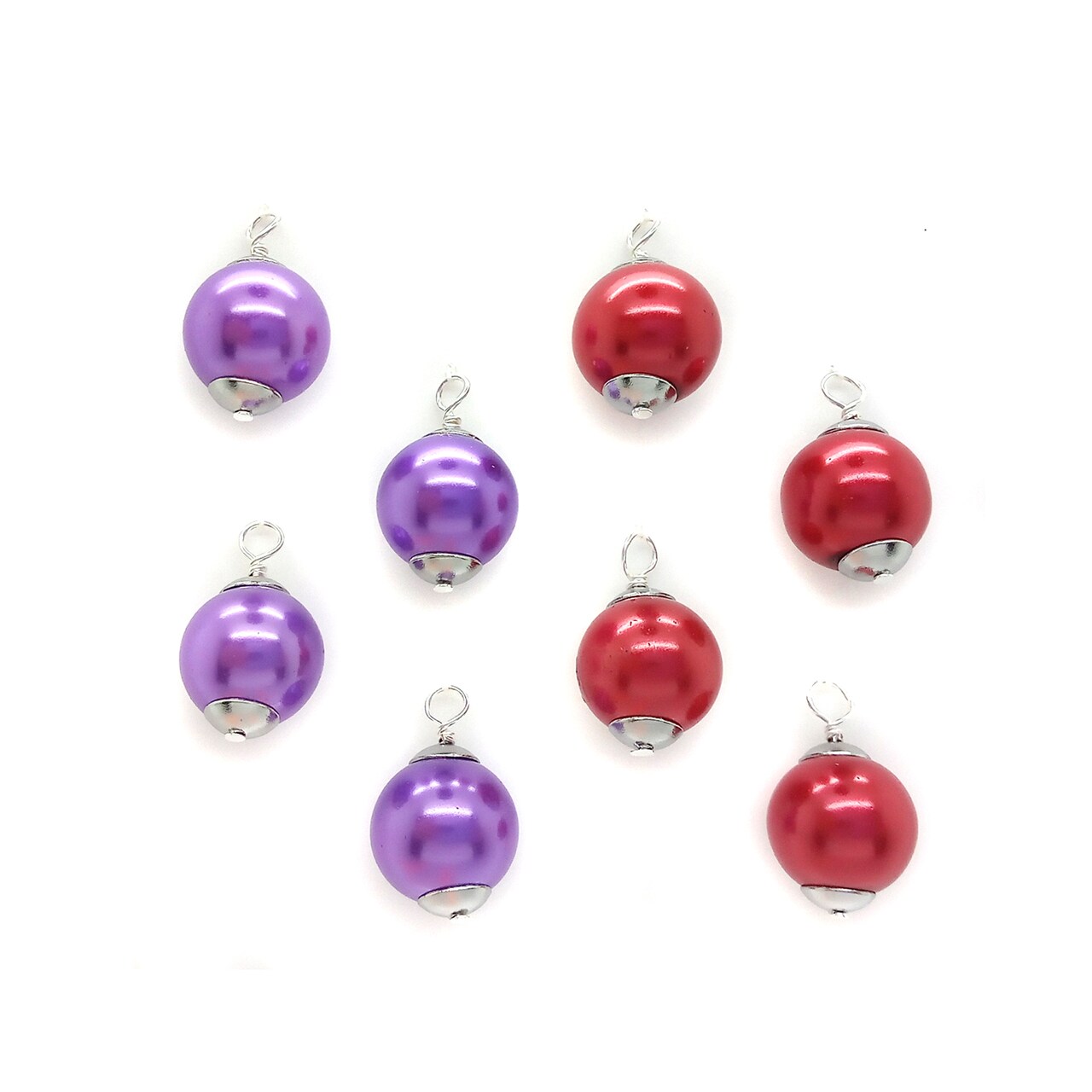 Mini Glass Ornaments, 8 pc, Solid Color Miniature Christmas Baubles for Dollhouses, Adorabilities